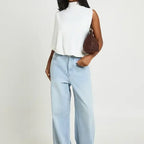 High Neck Sleeveless Loose Cropped Top