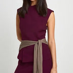 High Necked Wrap Around Sleeveless Top
