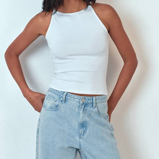 Women's Halter Neck Slim Fit Short Tank Top