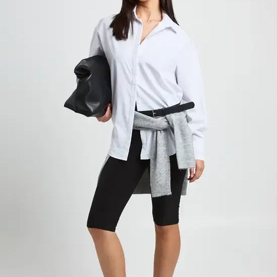 Women's Loose Fitting Long Sleeved White Striped Top