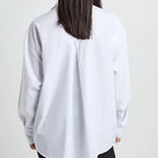 Women's Loose Fitting Long Sleeved White Striped Top