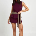 High Necked Wrap Around Sleeveless Top